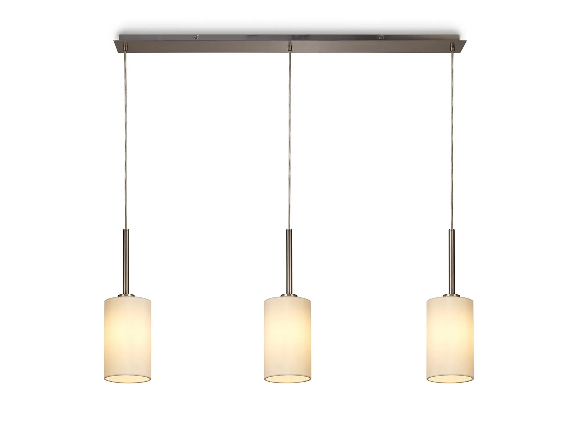 Baymont 12cm Shade 3 Light Pendant Satin Nickel; Ivory Pearl